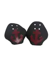 2pcs (Pair) Maroon Anchor Black Leather Roller Skate Toe Guards Protectors