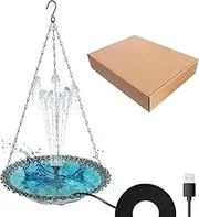 USB Powered Bird Bathtub for Garden Beautification ABS Garden Floating Fountain Outdoor Garden Bathtub, Grey