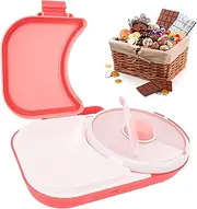 Divided Snack Serving Tray with Lid and Handle, Baby Food Storage Container, Rotating Snack Storage Box, Clear Snack Spinner Organizer for Candy, Fruits, Nuts (Coral Pink)