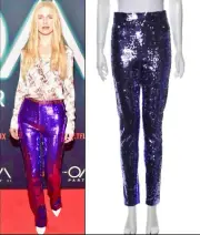 3K New Gucci 2017 Purple Sequin Skinny Stretch dress Pants Legging 40 42 4 6 S M
