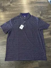 NWT Hickey Freeman Men's Large Purple Waterfall Desert Soft Golf Polo Shirt $94