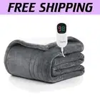 50"x60" Electric Heated Blanket Throw - Flannel Sherpa with 10 Heat Levels