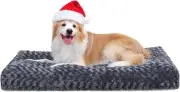 KSIIA Washable Dog Bed Deluxe Plush Dog Crate Beds Comfy 35" x 23", Dark Grey