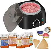 Waxing Kit for Woman Non-Sticky, Teflon-Coated - Wax Warmer for Hair Removal incl. 300g Wax Beads, 20 Spatulas - Wax Machine or Wax Pot Perfect Brazilian Wax Kit for Women