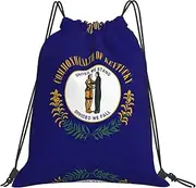 EdWal Kentucky State Flag Print Drawstring Backpack Gym Bags Sports Draw String Bags For Gym Travel Swimming Beach, White, One Size
