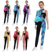 Kids Girls Jumpsuit Dance Rompers Stylish Bodysuit Ballet Leotard Show Unitard