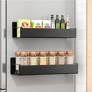 Vetacsion 2 Pack Moveable Fridge Magnetic Spice Racks,Metal Black