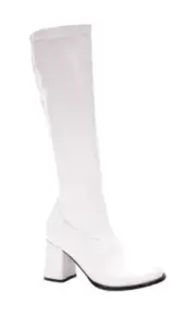 ADULT WOMENS WHITE GO GO SUPERHERO RETRO DISCO 60s 70s GOGO BOOTS LADIES HEELS