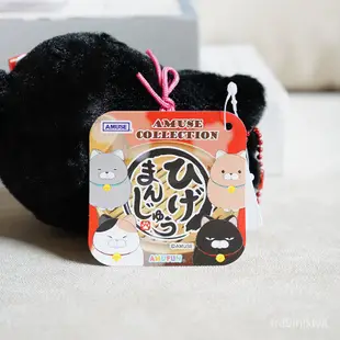 茗軒【玩偶】日本購入原裝正版黑豆鬍子黑色饅頭貓咪公仔玩偶毛絨包掛件小掛飾