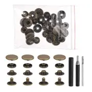 25Set Leather Snap Fasteners Kit 17mm Metal Snaps with 3 Setter Tools Bronze