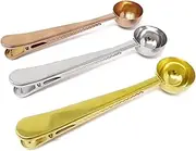 Honbay 3PCS Stainless Steel Coffee Scoop Long Handled Tea Scoop Measuring Coffee Spoon Coffee Tablespoon With Sealing Bag Clip For Tea Coffee Protein Powder Instant Drinks (6.5")