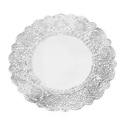 100 Pcs Paper Doilies 12 Inch Round Lace Decorative Placemats, Silver