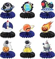 NQEUEPN 9pcs Space Birthday Decorations, Creative Space Centerpieces for Tables Space Themed Party Decorations Galaxy Party Decorations Outer Space Party Supplies