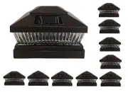 10 Pcs Brown Solar Garden Outdoor Cap Post Light 5X5 Plastic with 5 LED Bulbs