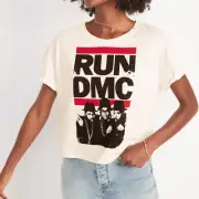 Old Navy Womens Cropped Run DMC Graphic T-Shirt Tee Ivory Size XL