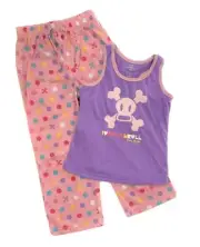 PAUL FRANK GIRLS PAJAMA X2 - PURPLE PINK SZ 5 - PLOKA SET 2 PCS SLEEPWEAR