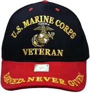[MWS] Marines Marine Corps EGA Earned Never Given Veteran Vet Embroidered Cap Hat 4-07-C Black, Red/Black, One Size