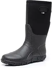 [WTW] Men's Rain Boots Neoprene - Waterproof Insulated Rubber Mud Boots for Men Winter Snow Work Boots Outdoor
