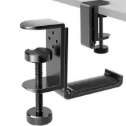 Foldable Headphone Stand Hanger Holder, Space-Saving Aluminum Soundbar Stand with Universal Fit for Gaming PC Accessories, Under Desk Clamp Hook Mount, Black