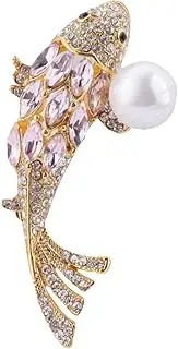 [MLEPUS] Koi Fish Brooch Pin for Women, Marine Animal Pink Koi Carp Rhinestone Brooch Lovely Enamel Vintage Personalized Large Brooch Flap Pin, Metal, crystal
