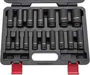 US PRO B1340 Impact Wrench Nuts 1/2" 10-32mm Impact Socket Set (16 Pieces)