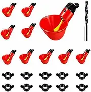 MEZOKUCEL 10 Pcs Automatic Poultry Water Dispenser, Chicken Quail Water Cups Drinker, Red, 8cm*4.8cm, 3.5cm Depth, Gravity-Fed, Suitable for Chicken, Quail, Goose, Bird, Duck