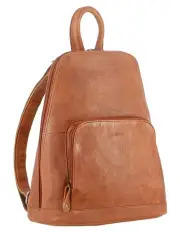 [Milleni] Leather Twin Zip Backpack in Cognac