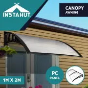 Instahut Window Awning Door Canopy 1mx2m Transparent Hollow Sheet Plastic Frame
