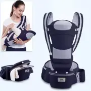 Newborn Ergonomic Baby Carrier Backpack Infant Hipseat Carrier Front Drak blue