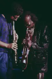 Bob Berg and Miles Davis performing at Wembley London 1986 OLD PHOTO 1