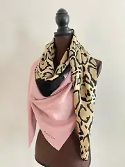 Unisex Gucci Oversize Silk Wrap Pink Chiffon Animal Print Chiffon Scarf Shawl