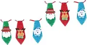 [LIFKOME] 2sets Unique Luminous Christmas Necktie Santa Deer and Bear Sequin Tie for Tree Decoration 3pcs*2