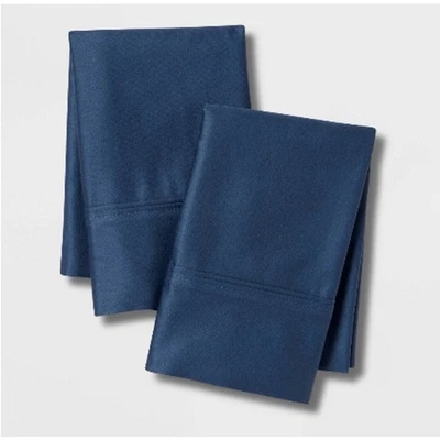NWT-Standard Solid Performance 400 Thread Count Pillowcase Set Blue -Set of 2