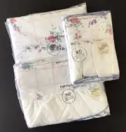 Vintage NOS JC Penny Laurie Ruffle Edge Full Sheet Set Flat Fitted Pillowcases