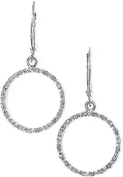 [JewelryWeb] 925 Sterling Silver Diamond Dangle Circle Earrings-Dangle Earring for Women