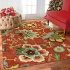Red Floral 4x6 Washable Area Rugs - Christmas Rug Throw Soft Rug for Bedroom