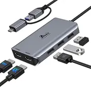 Docking USB 3.0 Docking Station, USB 3.0 to Dual HDMI Adapter and 3 USB Ports, USB C Hub Dual HDMI Compatible with MacBook Pro/Air M1/M2, Surface Pro, ChromeBook, Dell