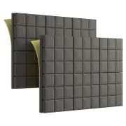 12pcs Adhesive Acoustic Foam Panels Sound Proof Foam Panels 2 X12 X12inch Sound Insulation Foam,9 B Dark gray