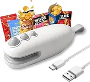Bag Sealer, Multi-Functional Cute Duck Mini Bag Sealer and Cutter, Portable Chip Food Bag Sealers, Rechargeable Bag Sealer Heat Seal for Snacks Plastic Bag Food Storage (White)