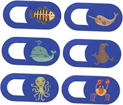 CONGARTENO 6Pcs Animal Pattern Webcam Cover Slide Adhesive Privacy Blocker for Laptop Phone Computer Ultra Thin Design for Daily Privacy Protection