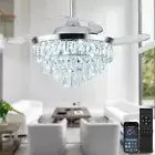 LEONTYNE 36 inch Modern Crystal Ceiling Fan with Lights and Remote LED Dimmab...
