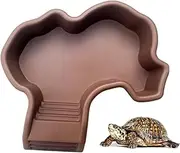 Tortoise Water Dish - Reptile Habitat Turtle Bathing Pool | Decoration Basin Landscaping Basking Platforms Aquarium Ornament for Hermit Crab Lizard Bearded Dragon Snake