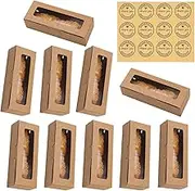 Xinghonyac 10 Pcs Kraft Bakery Boxes, Small Pastry Treat Boxes with Window Gift Packaging Boxes, Cupcake Boxes with Stickers for Cookies, Donut, Pie Slice,Pastries, Mini Cakes (Brown)