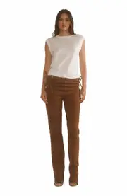 Cynthia Rowley SIDE LACING SUEDE PANTS in Brown at Nordstrom, Size 8