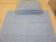 Set of 6 New Jacquard Bath Mats Blue Aqua 100% Cotton 28" x 20" Bathroom Floor