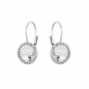 White Gold Earrings 18 Carat With Tree of Life and White Zirconia