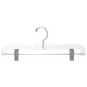 100) Hubert 14" Clear Plastic Pants Hangers w/ Swivel Hook & Metal Clips 600RC
