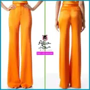 Alice + Olivia Deanna Tangerine Orange High Waisted Bootcut Satin Pant SIZE 0