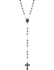 [Cudworth] Stainless Steel Rosary Bead Stone and Cross Neckpiece in Silver