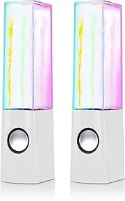 LED Color Computer Water Speaker With Light, USB Dancing Fountain Light Show, 3.5mm Interface, Suitable for Laptop, Desktop Computer (White)